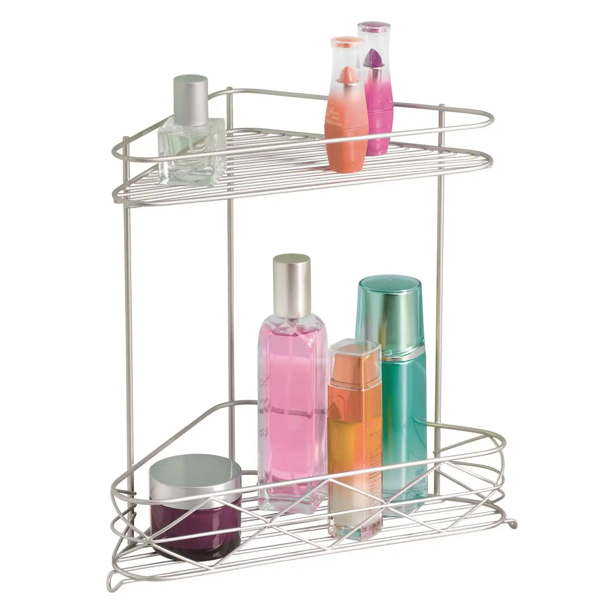 Durable Steel Corner Bath Shelf Satin Finish Shower Caddy Organizer, Set of 2