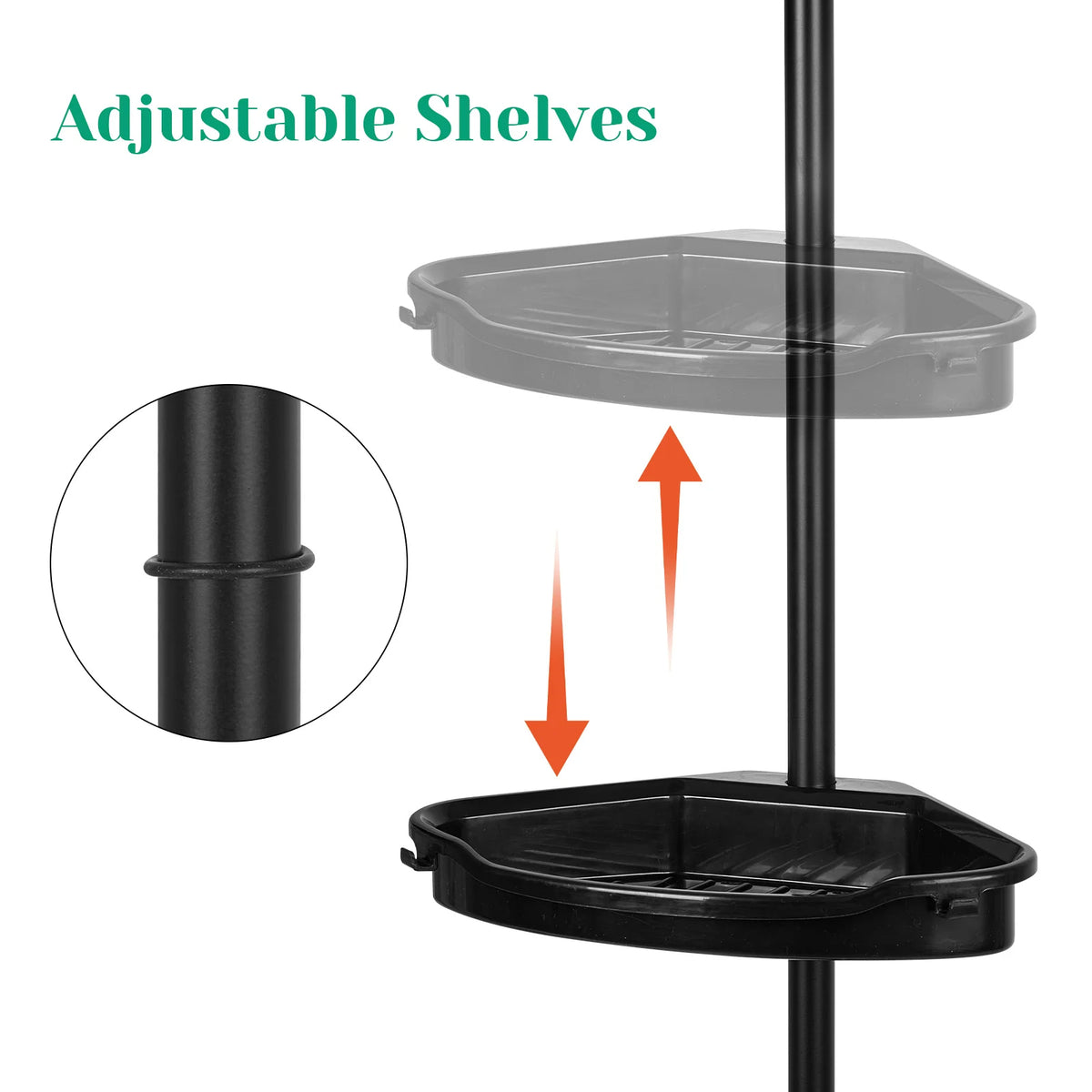 Adjustable 4-Tier Shower Caddy Corner Bathroom Organizer with Tension Pole