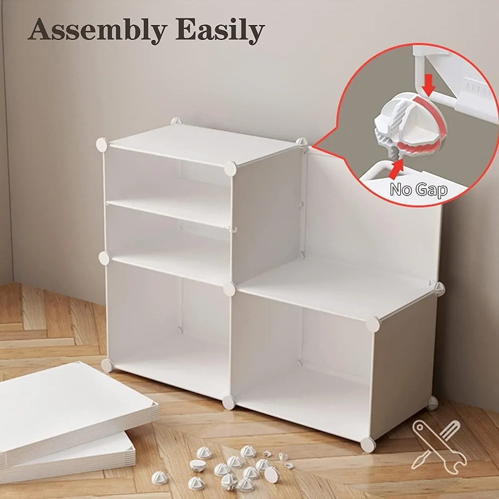 Portable Shoe Rack with Doors Large Capacity 32-64 Pair Storage (White)