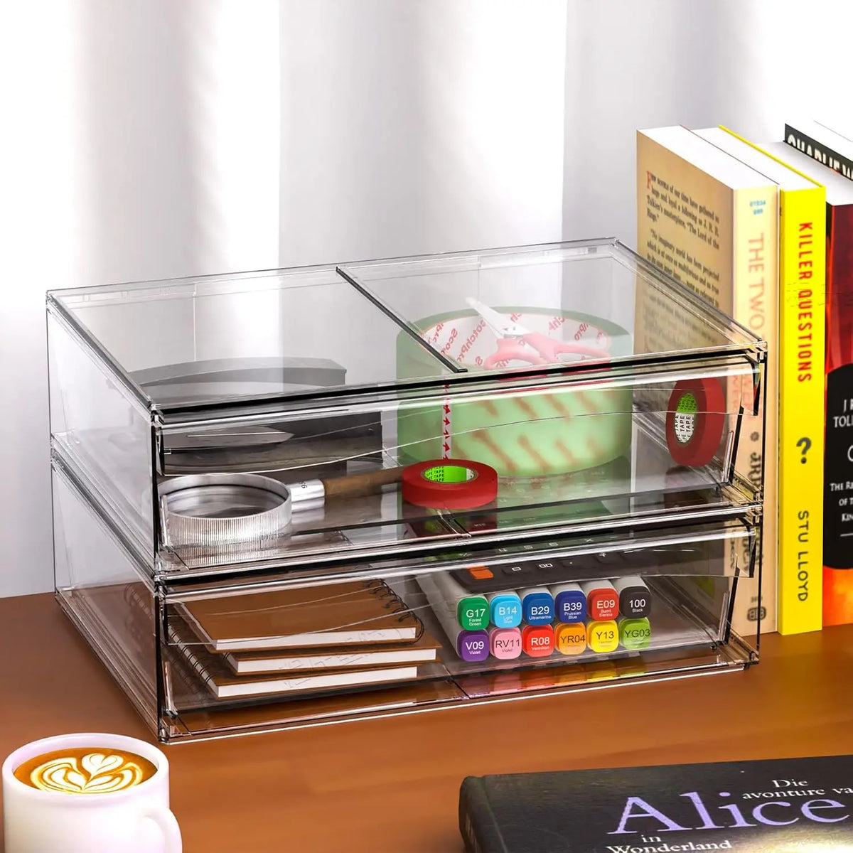 6 Pack Acrylic Drawer Organizer and Make Up Organizers and Storage