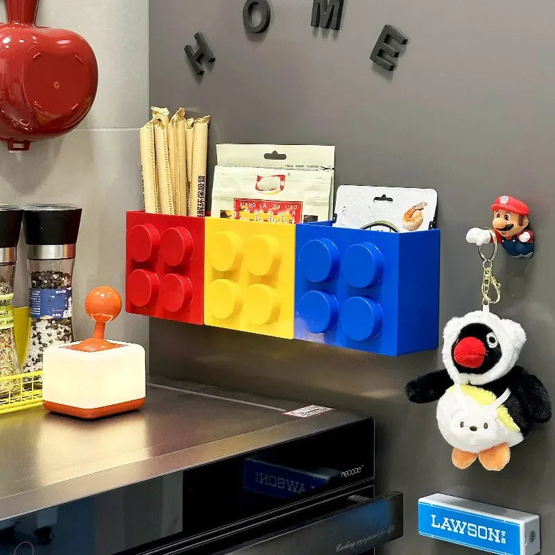 Space-Saving Magnetic Fridge Storage Box Wall-Mounted Holder (Yellow)