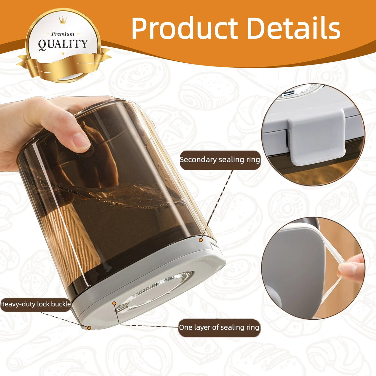 Brown Sugar Storage Canister Set, 2-Pack Airtight Glass Jars with Moisture Control Discs – 63 oz &amp; 45 oz Baking and Food Storage Containers