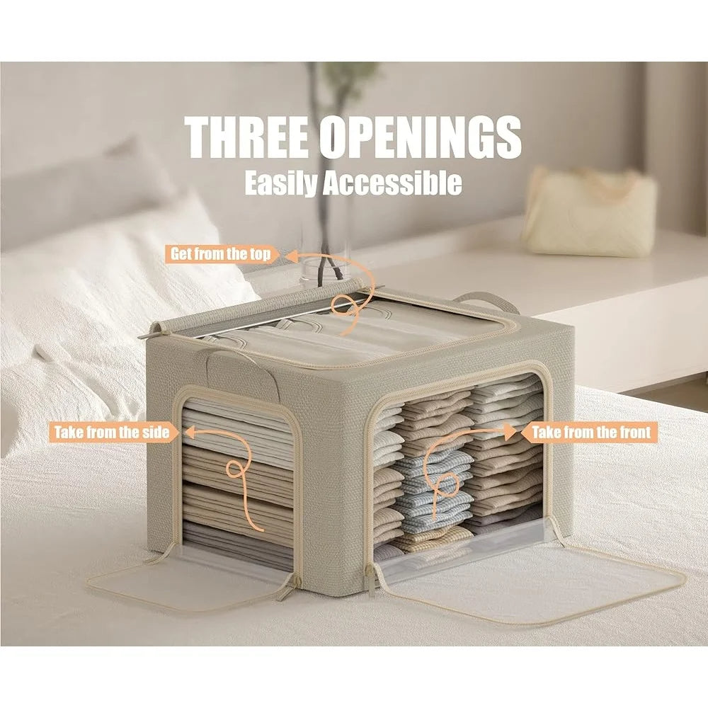 Stackable Linen Clothes Organizer Dustproof with Handles