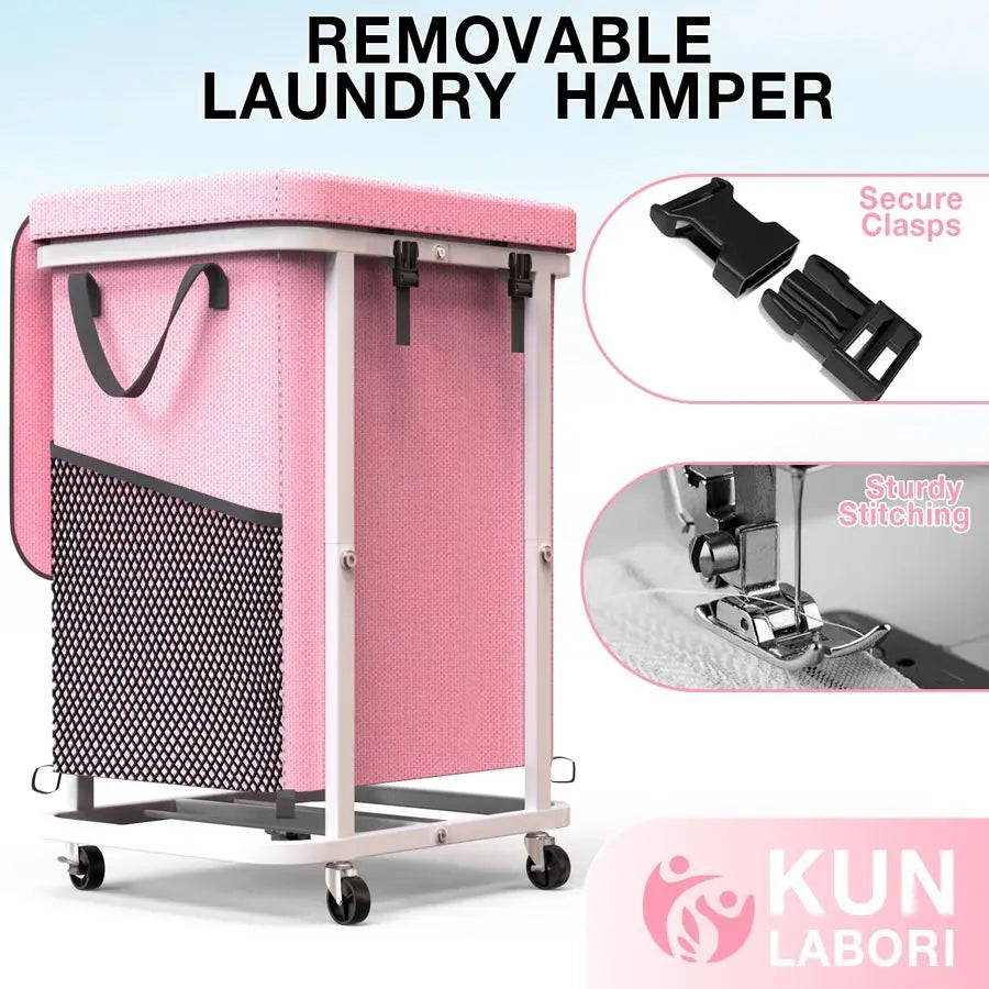 150L Large Rolling Laundry Basket – Heavy Duty Laundry Cart with Metal Frame
