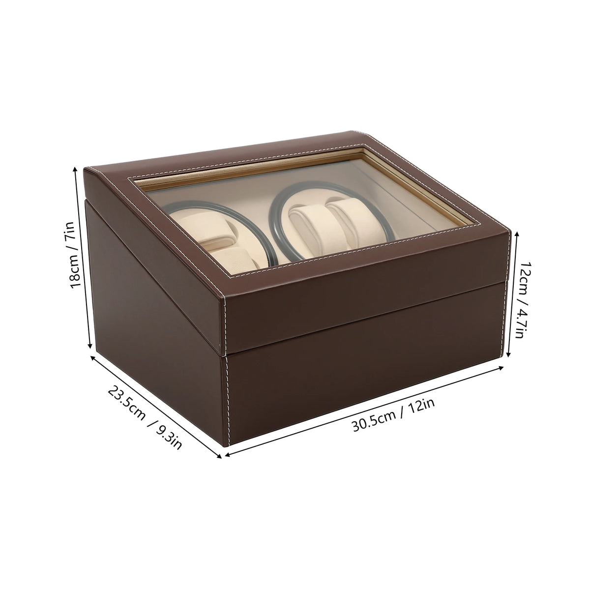 Brown Leather Automatic Watch Winder Display Case