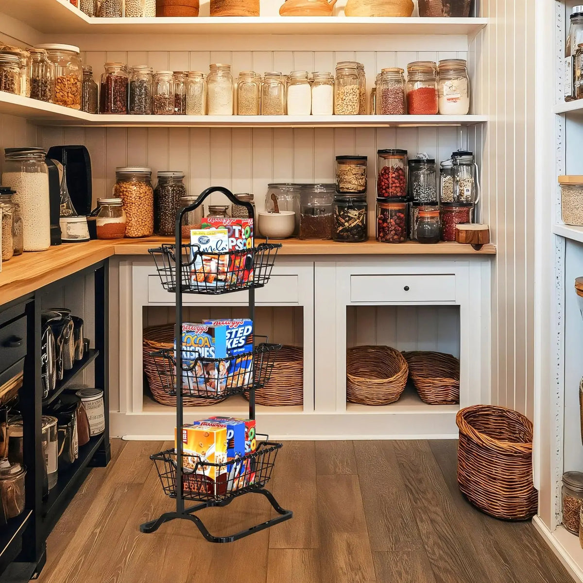 Multipurpose Wire Basket Stand Kitchen Storage for Fruits, Veggies