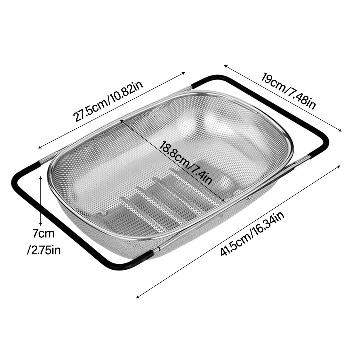 Stainless Steel Sink Colander Expandable Kitchen Drain Basket