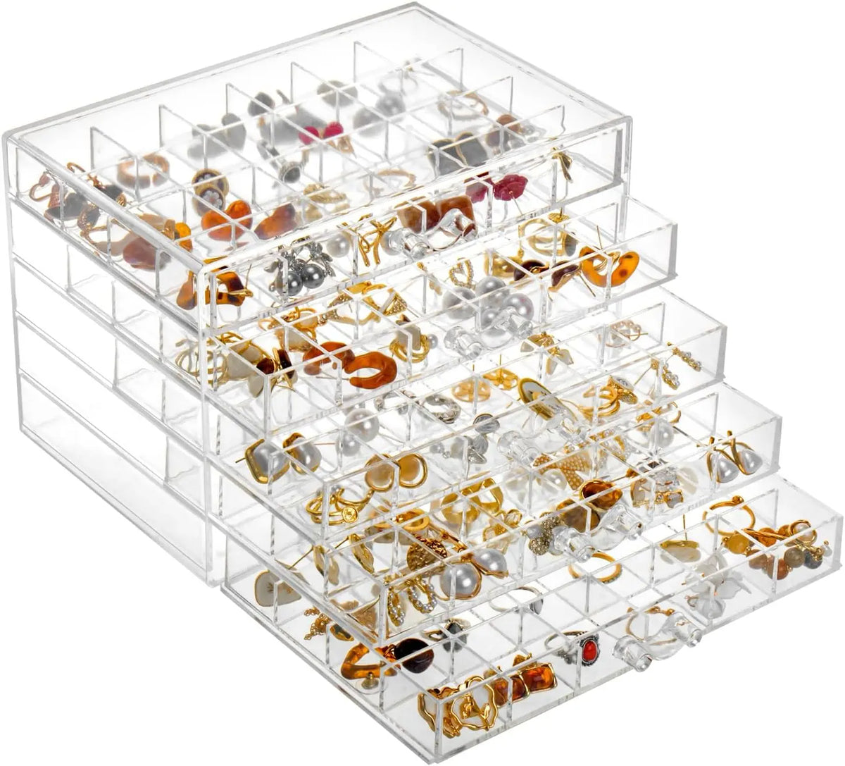Acrylic Earring Storage Box Organizer with Drawers