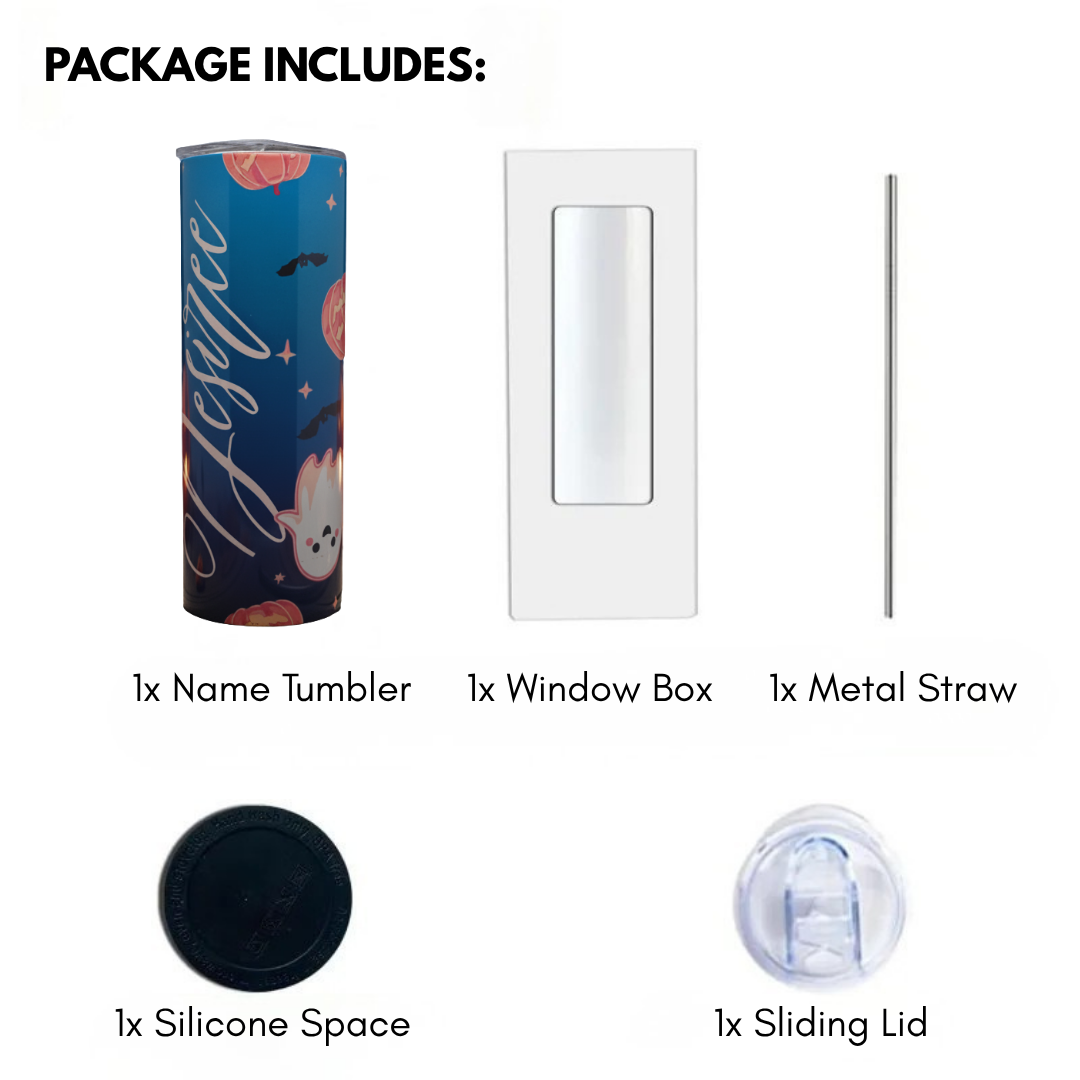 Custom Halloween Tumbler with Name | Personalized Insulated Stainless Steel Cup Straw | 20-Ounce | Personalized Gifts for Friends and Family