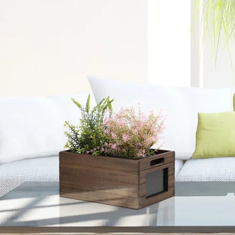 Wood Storage Crate with Chalkboard Label Decorative Organizer