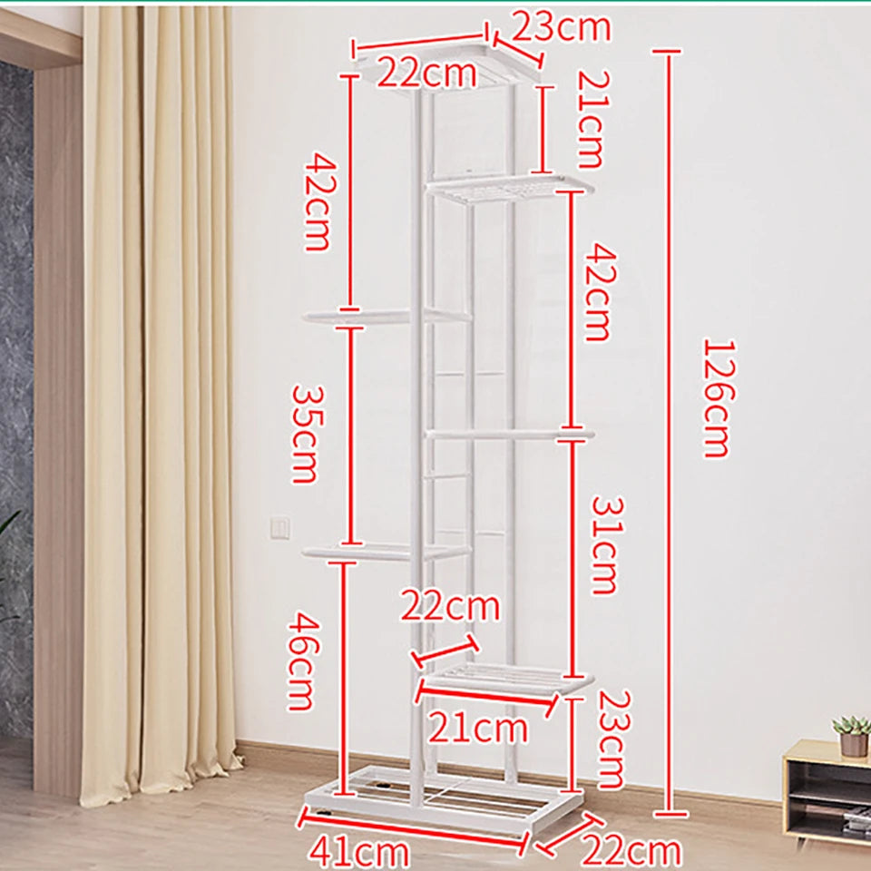 Corner Metal Plant Shelf 7 Tier 8 Potted Indoor Outdoor Flower Pot Holder (Dark Gray)
