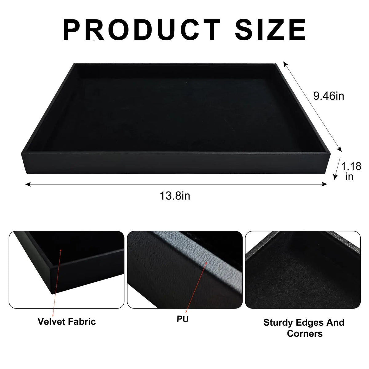 Stackable Velvet Jewelry Tray 2-Pack Display Organizer (Black)