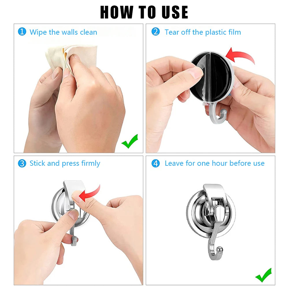 Reusable Suction Cup Hangers 4PCS No-Drill Suction Cup Towel Hooks