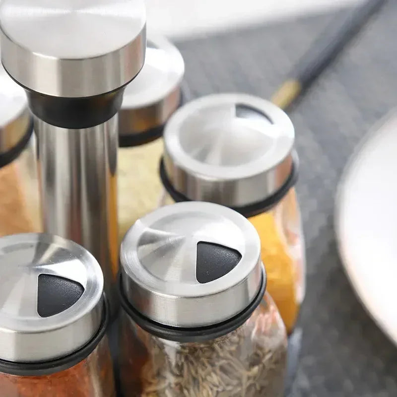 Elegant Salt &amp; Pepper Shaker Set Glass Spice Jar Seasoning Set