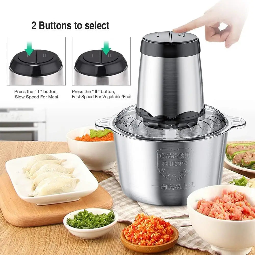 304 Stainless Steel Electric Meat Grinder with 4 Blades – High-Power Food Processor