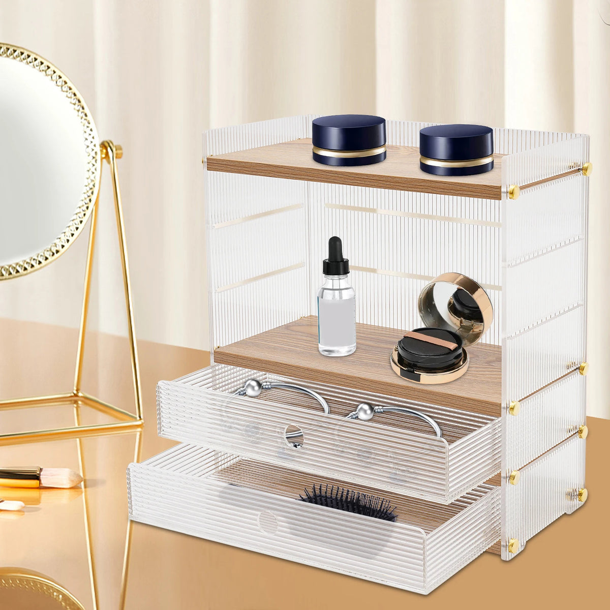4-Layer Desktop Organizer Cabinet  Multi-Tier Drawer Storage Box
