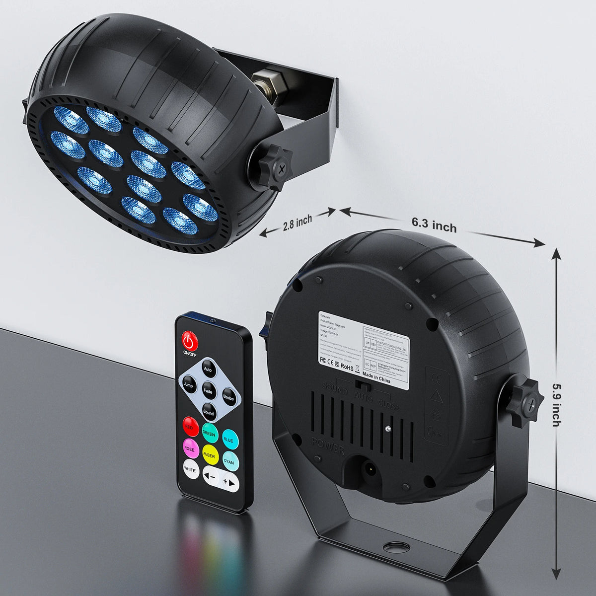 2PCS Portable Mini RGB LED Stage Party Light (US Plug)
