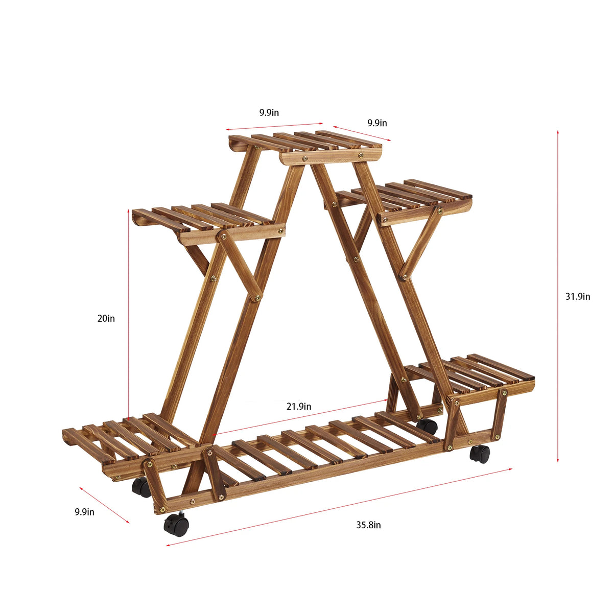 6-Tier Triangular Plant Stand with Wheels