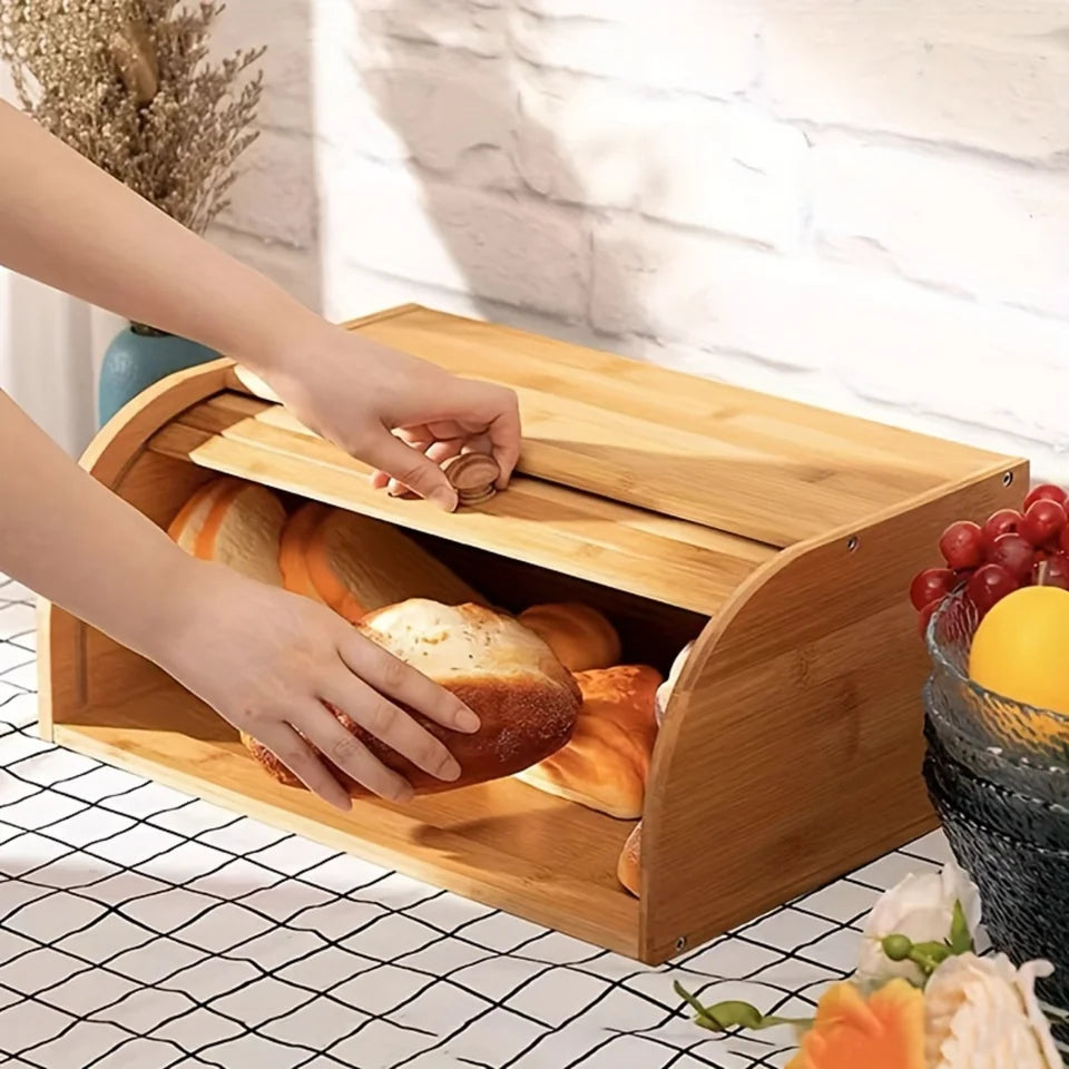 Stylish Roll-Top Bread Storage for Kitchen Counters