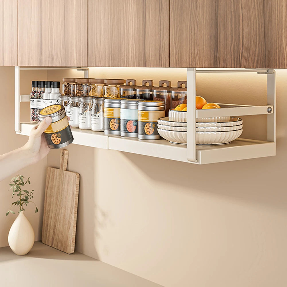 Extendable Under Cabinet Shelf &amp; Thick Clip Under Shelf Storage Basket