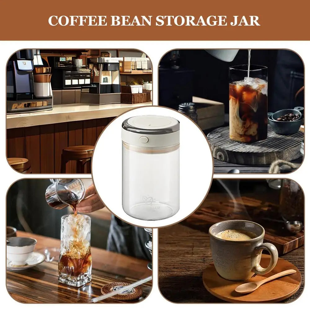 Airtight Glass Coffee Bean Container 1100mL Vacuum Sealed Food Storage Canister