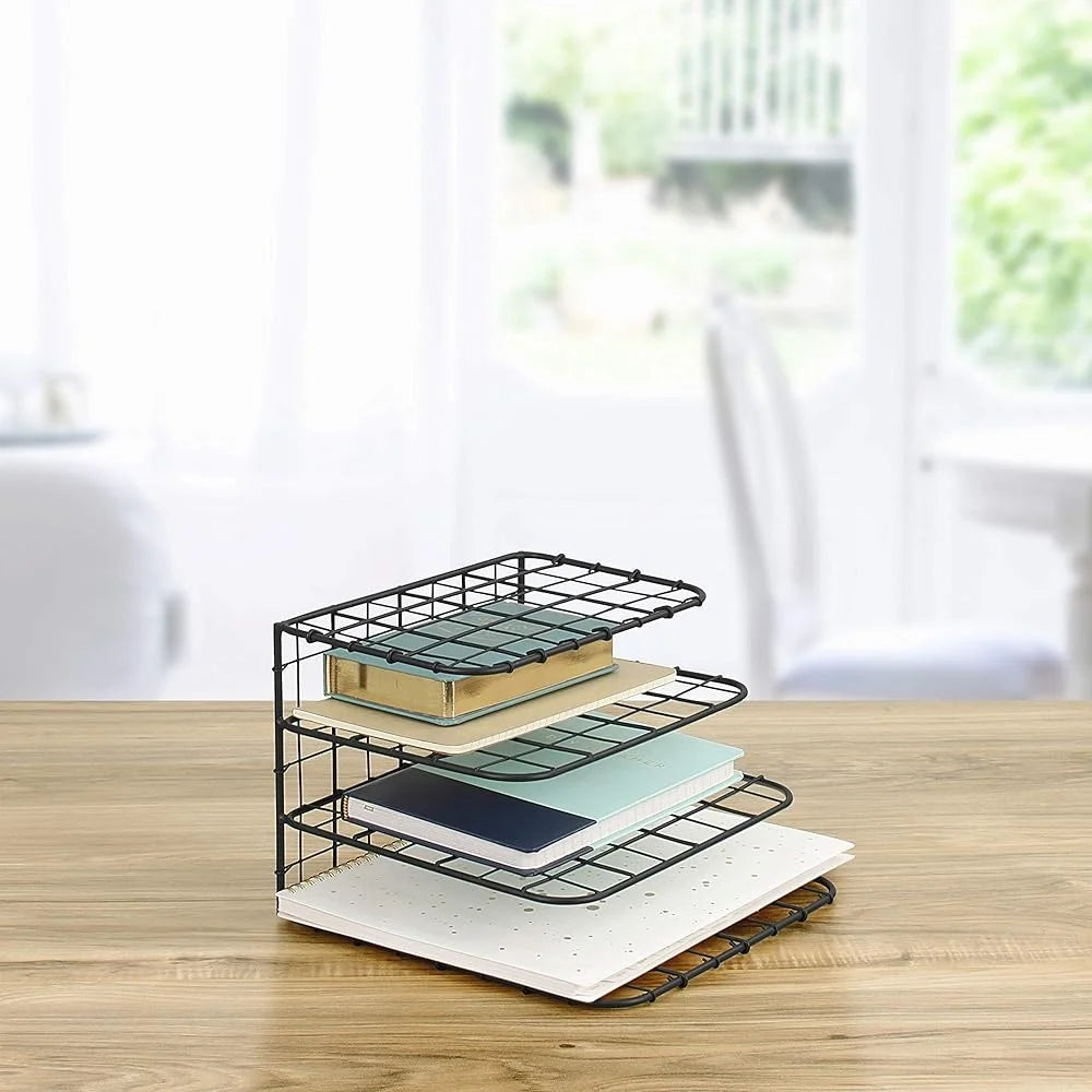 Vintage Desktop File Folder Organizer Rustic Home Desk Accessory