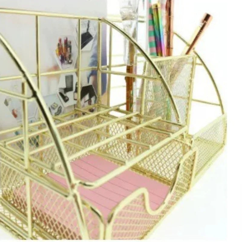Elegant Nordic Metal Desk Organizer