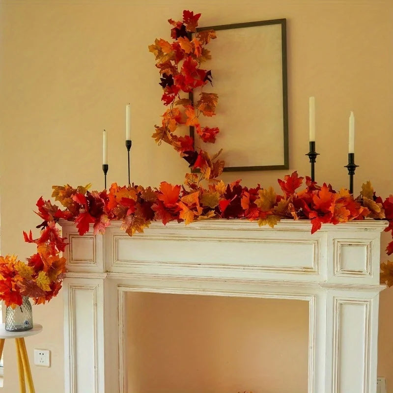 Artificial Fall Maple Leaf Garland 4PCS Thanksgiving Decor