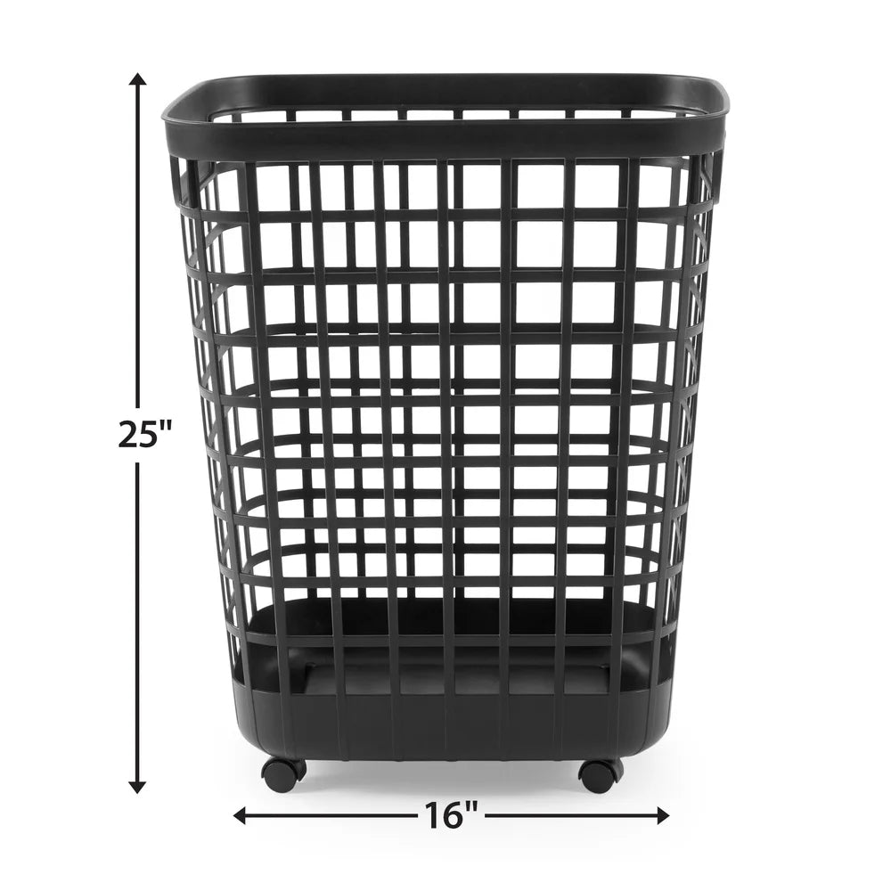Rolling Laundry Hamper 2.6 Plastic Storage Bin (Black)