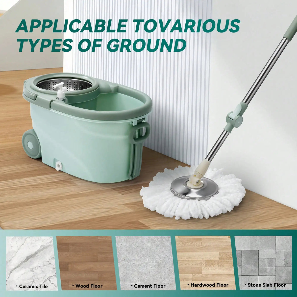 Spin Mop and Bucket Hands-Free Hardwood Floor Cleaning