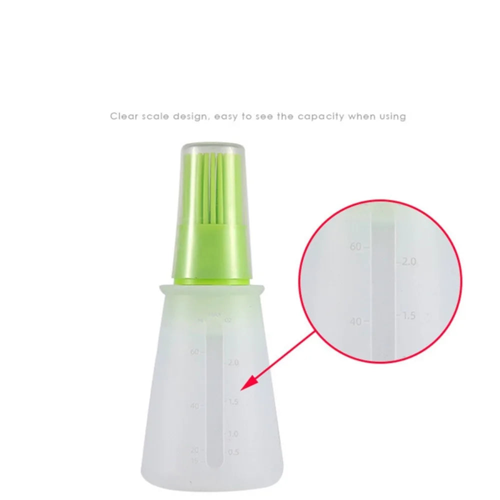 Silicone Oil Brush with Bottle – 2-in-1 Oil Dispenser &amp; Basting Brush for BBQ, Baking &amp; Cooking