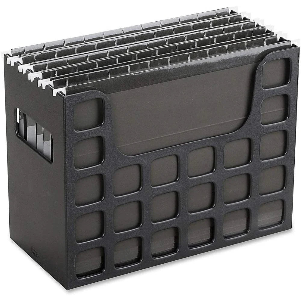 Portable Desktop File Box with Hanging Folders (Black)