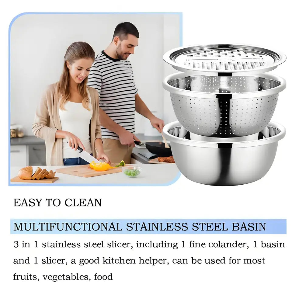 5-in-1 Steel Cheese Grater with Draining Basket