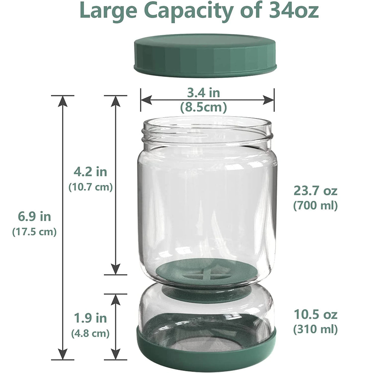 Pickle Jar Glass Hourglass Jug Built-in Strainer Kimchi Container