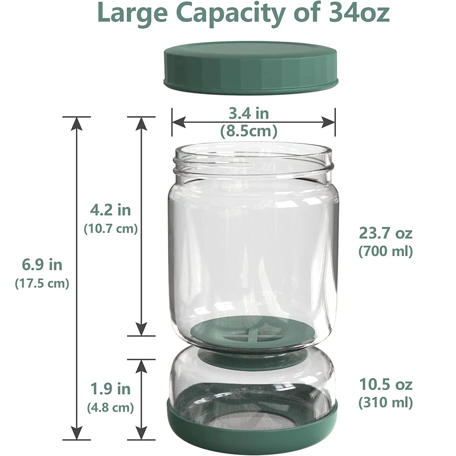 Pickle Jar Glass Hourglass Jug Built-in Strainer Kimchi Container