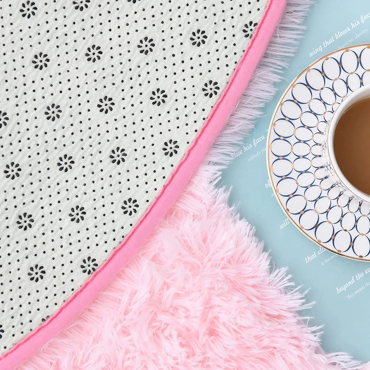 Round Fluffy Area Rug Thick Plush for Living Room Bedroom (Pink)