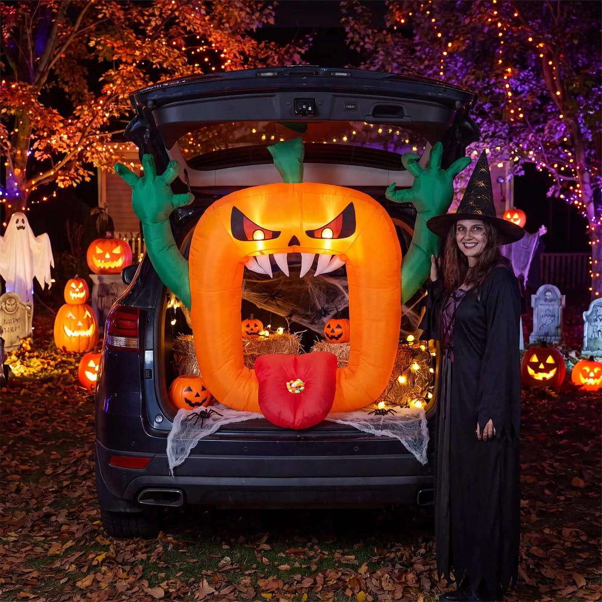 Halloween Inflatable Pumpkin Decoration 6 FT for Trunk or Treat &amp; Yard