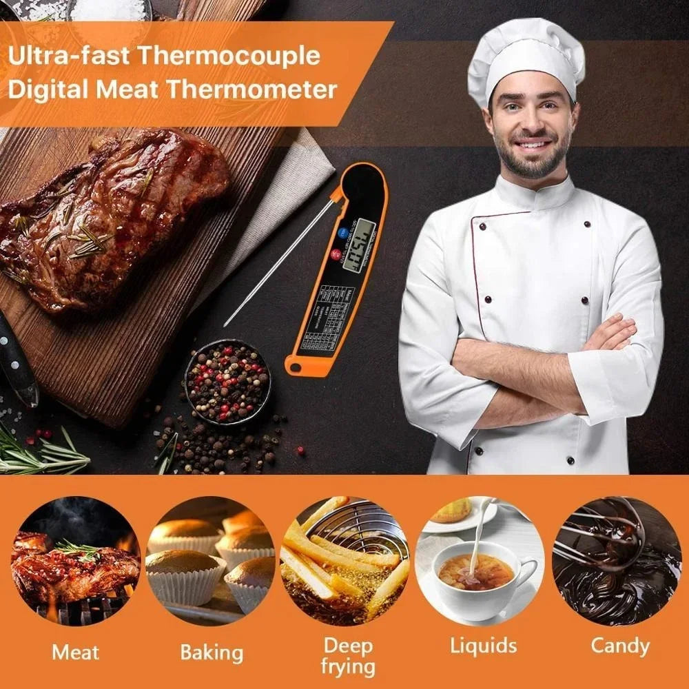 Digital Kitchen Food Thermometer – Instant Read Household Cooking Thermometer (Orange)