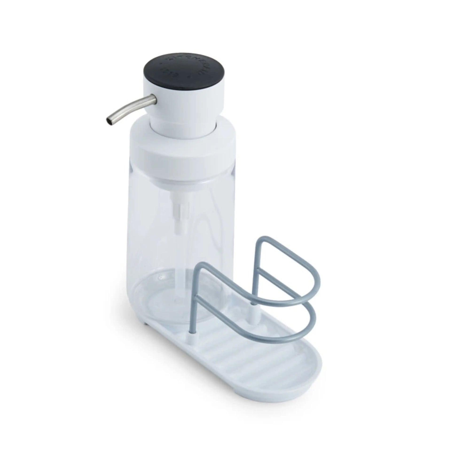 Kitchen Sink Satin Wire Soap Pump Sponge Caddy (White)