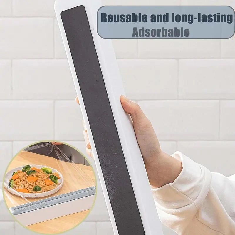 Magnetic Kitchen Wrap Dispenser with Cutter Aluminum Foil Wrap Organizer (White)