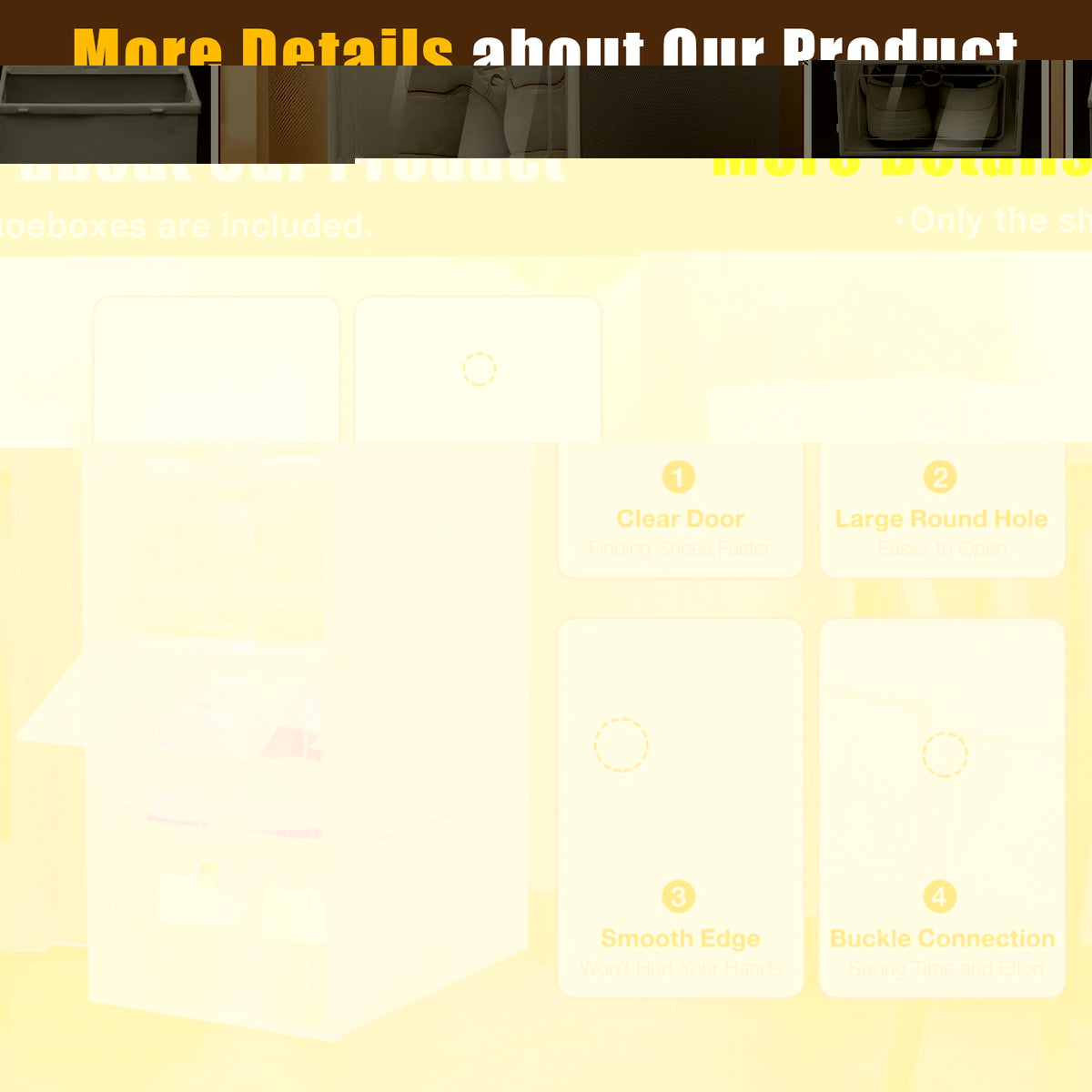 Transparent Foldable Shoe Organizer Bins 24PCS