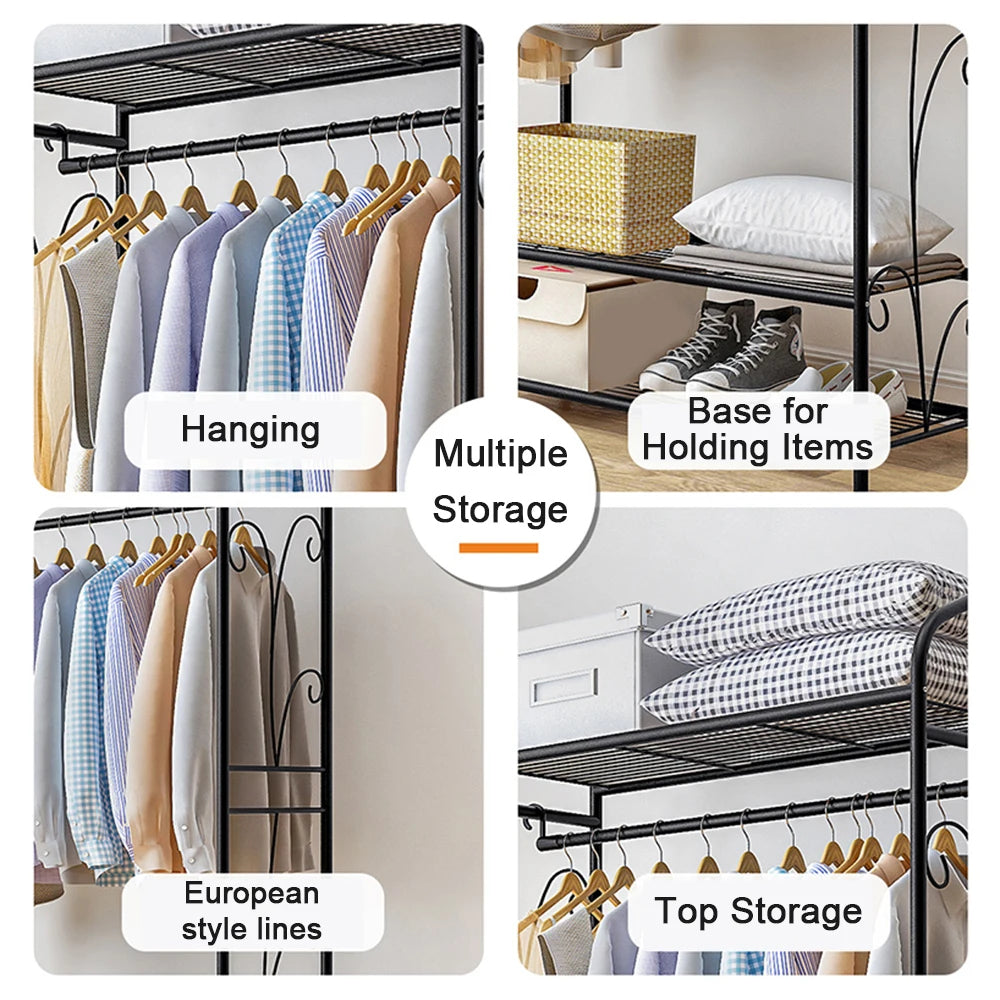 Metal Coat Stand Closet Storage Heavy Duty Clothes Rack