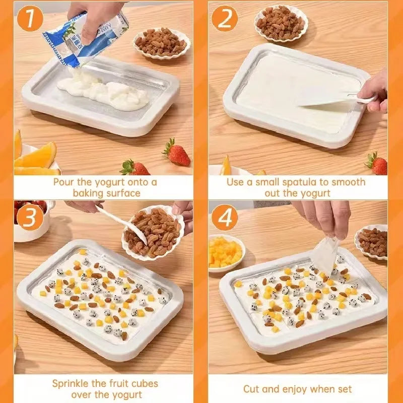 Rolled Ice Cream Maker Plate with 2 Scrapers – Multifunctional Frozen Dessert Maker for Homemade Ice Cream, Sweet Treats &amp; DIY Desserts
