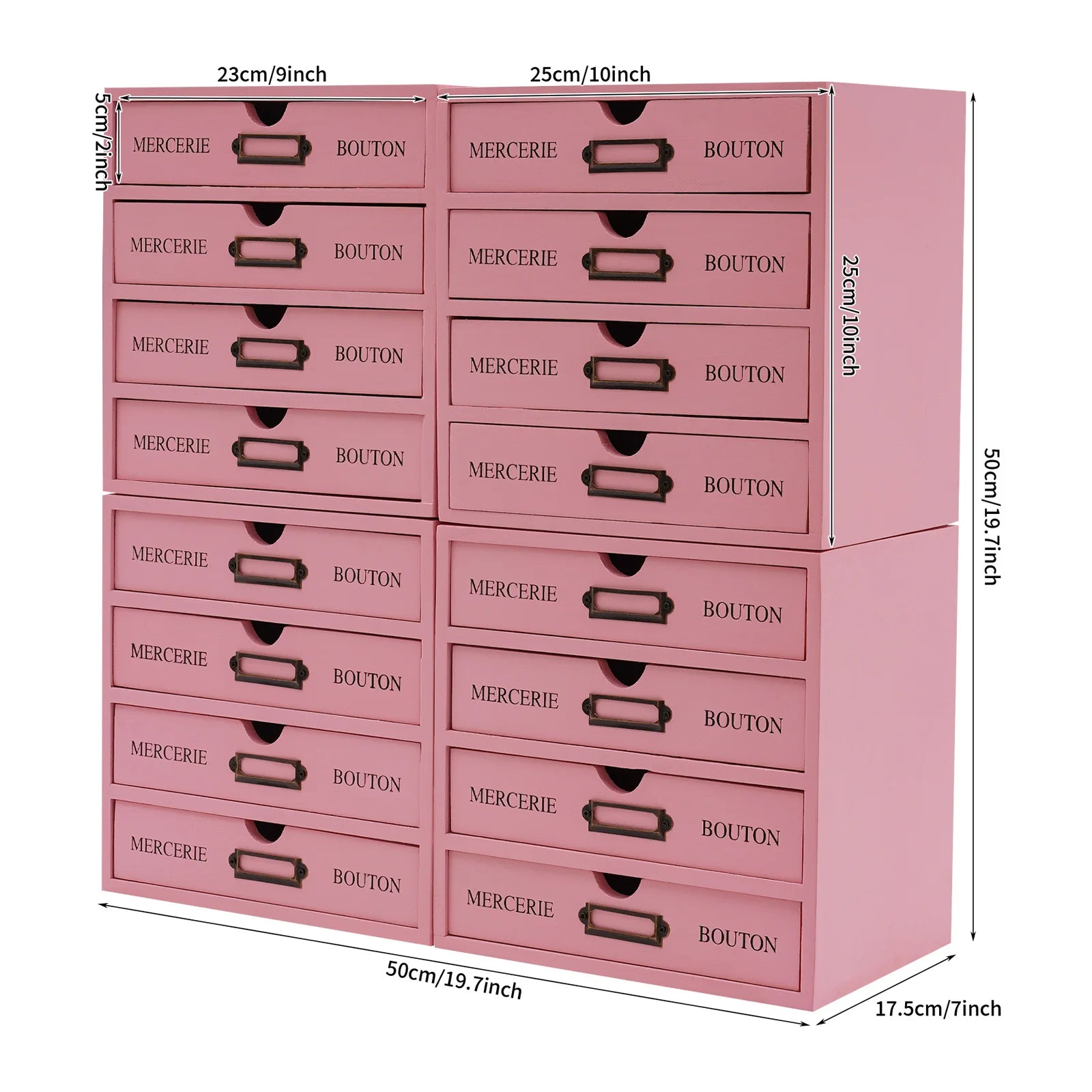 Wooden Desktop File Cabinet 16-Drawer Office Organizer Storage Box