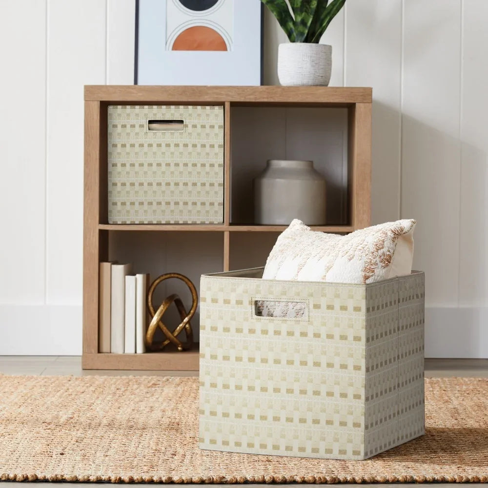Fabric Cube Storage Bins Set of 2 for Collapsible Home &amp; Office Organizing Solution