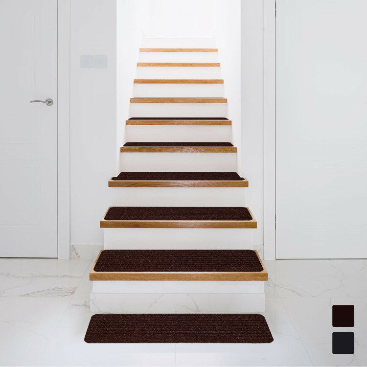 Slip-Resistant Stair Treads 15-Pack Soft Carpet Stair Treads (Brown)