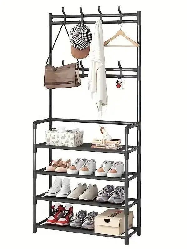 Hallway Organizer Shoe Rack Coat Hat Umbrella Stand (White)