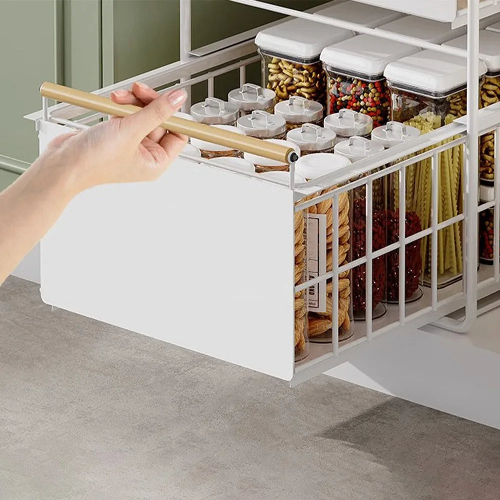 Double Layer Storage Rack Under-Sink for Kitchen &amp; Bathroom Organizer (Black)