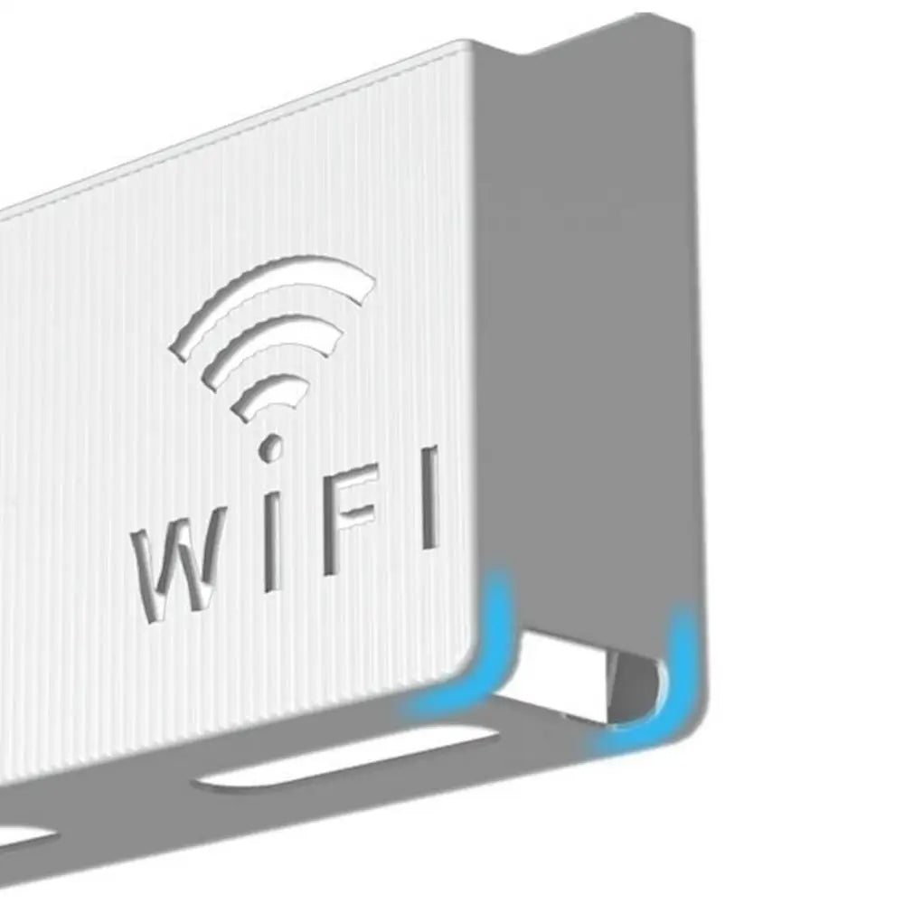 Wireless Wifi Router Storage Box Wall Mount Decor (White)
