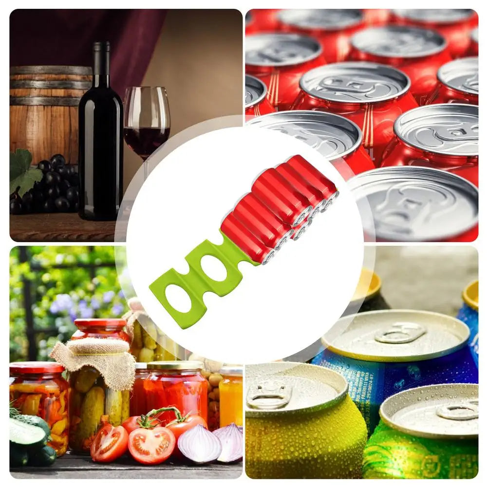 Anti-Skid Silicone Beer Can Holder Refrigerator Beverage Stacking Organizer (Green)